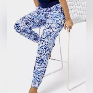 Lilly Pulitzer Rici Stretch Pant Jogger Resort Don't Be Jelly Blue White Women M
